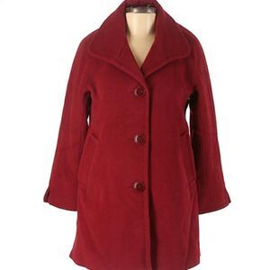 Ellen Tracy Coat Wool Angora Blend Trench Red 6P